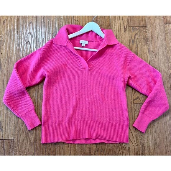 On 34th pink ribbed collared vneck sweater small - Picture 10 of 10